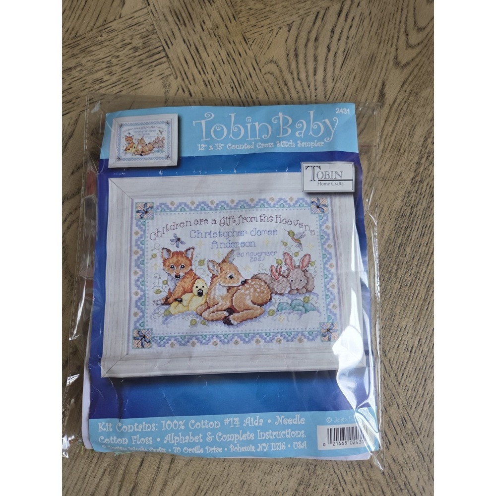 Design Works Crafts Counted Cross Stitch, Woodland Baby Sampler, 12 by 13 inches